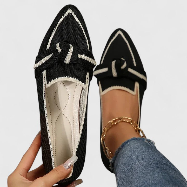 Magdalena | Damen Frühlings Legere Flats mit Knoten-Detail
