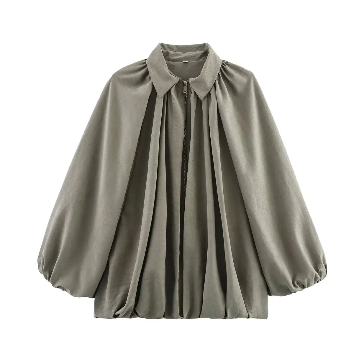 Helga | Damen Bluse mit Plisseefalten und Laternenärmeln