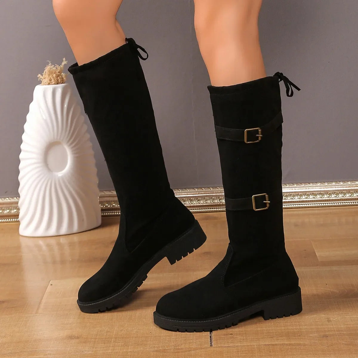 Johanna | Damen Modische Schlupfstiefel mit Schnalle