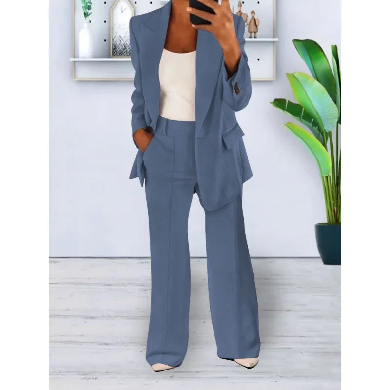 Hanna | Schickes Formelles Anzugset mit Tailliertem Langen Blazer für Damen