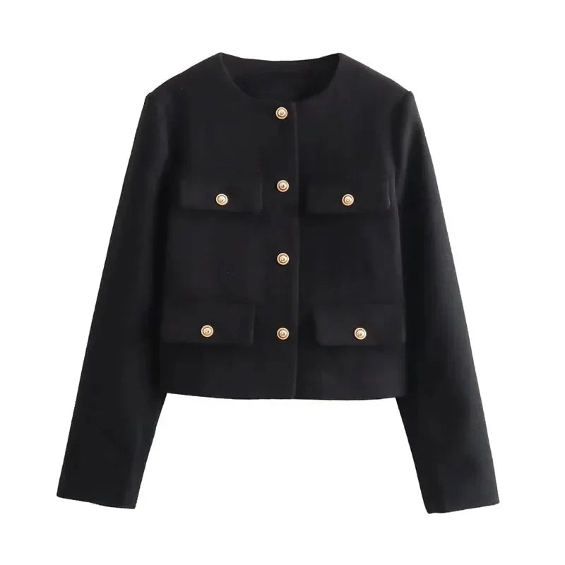 Johanna | Damen Klassische Kurzjacke mit Knopfleiste vorne