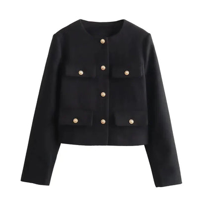 Johanna | Damen Klassische Kurzjacke mit Knopfleiste vorne