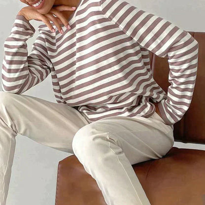 Natascha | Damen Frühlings Gestreiftes Langarmshirt