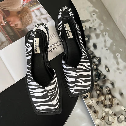 Annika | Damen Eckige Zehen Slingback Heels