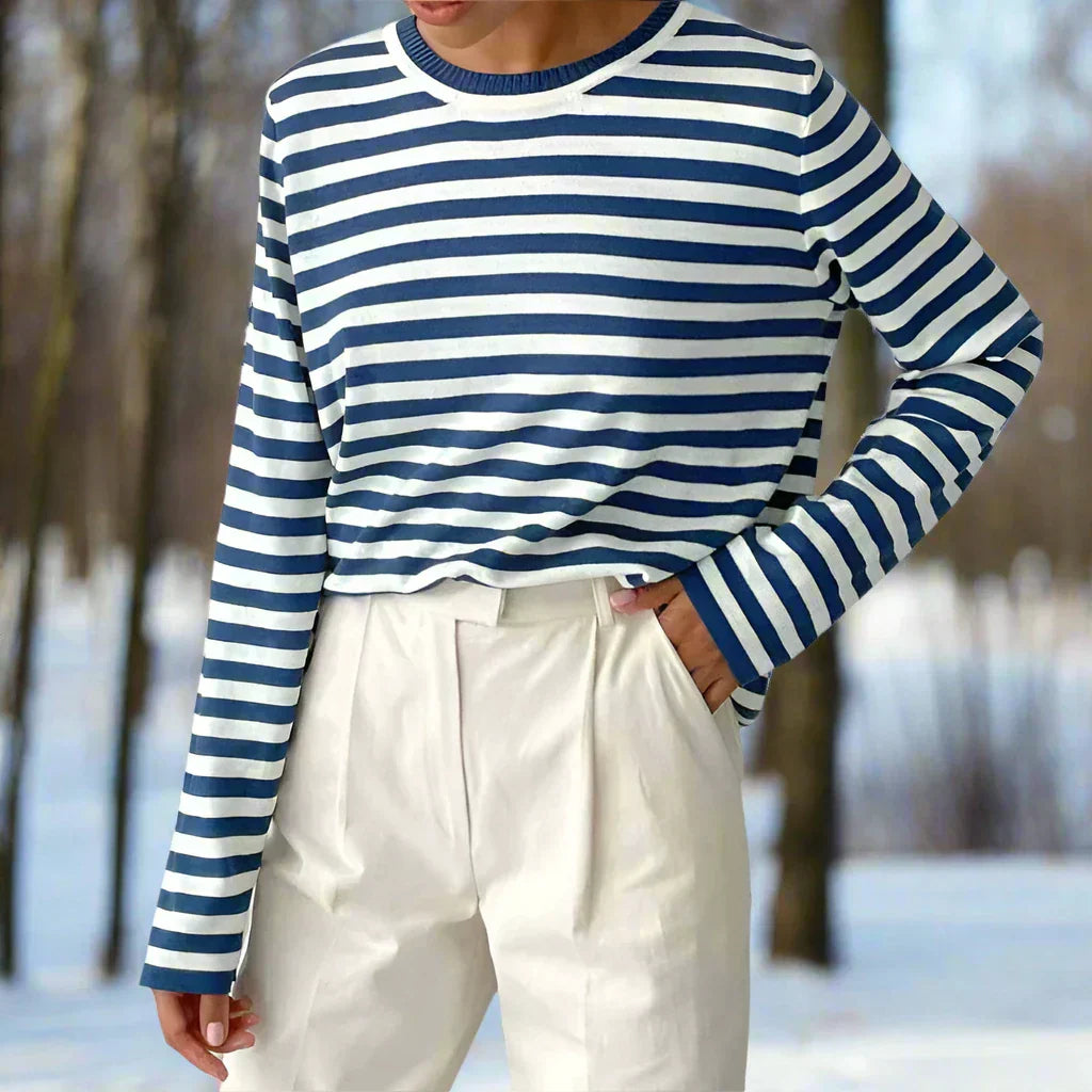 Natascha | Damen Frühlings Gestreiftes Langarmshirt