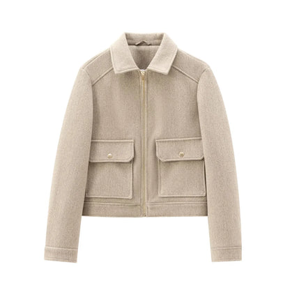 Jasmin | Damen Kurze Utility-Jacke mit Reißverschluss vorne