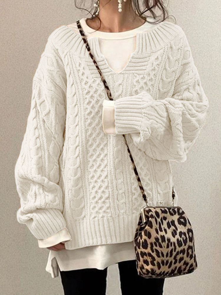 Nicole | Damen Übergroßer Winter-Strickpullover