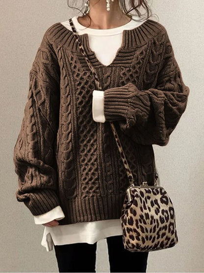 Nicole | Damen Übergroßer Winter-Strickpullover