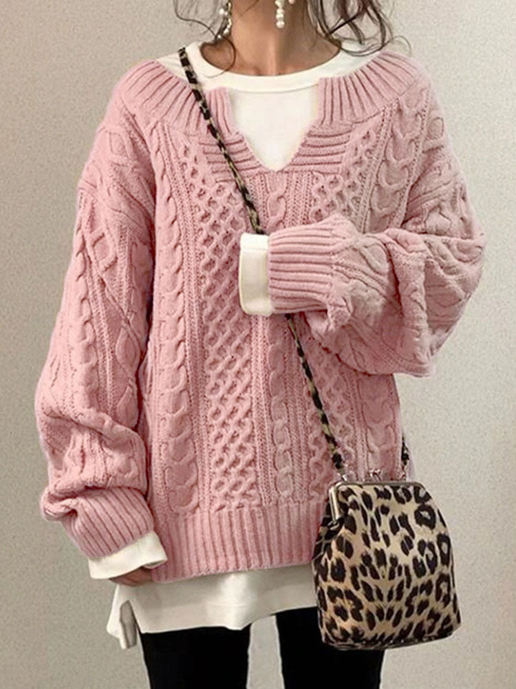 Nicole | Damen Übergroßer Winter-Strickpullover