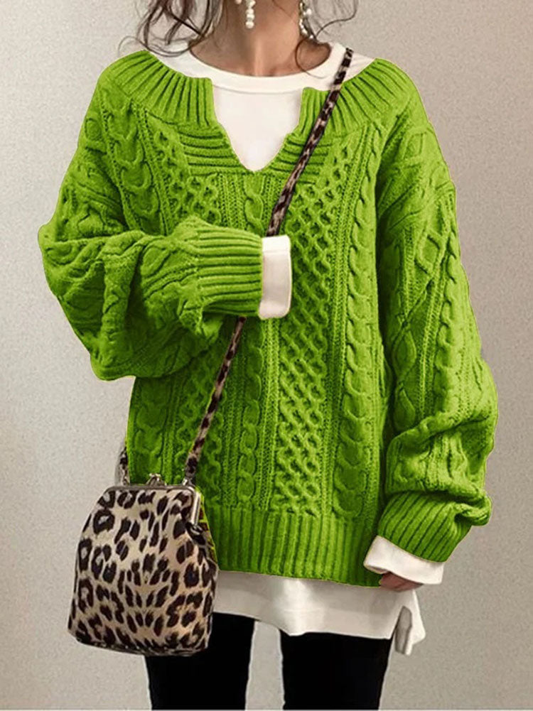 Nicole | Damen Übergroßer Winter-Strickpullover
