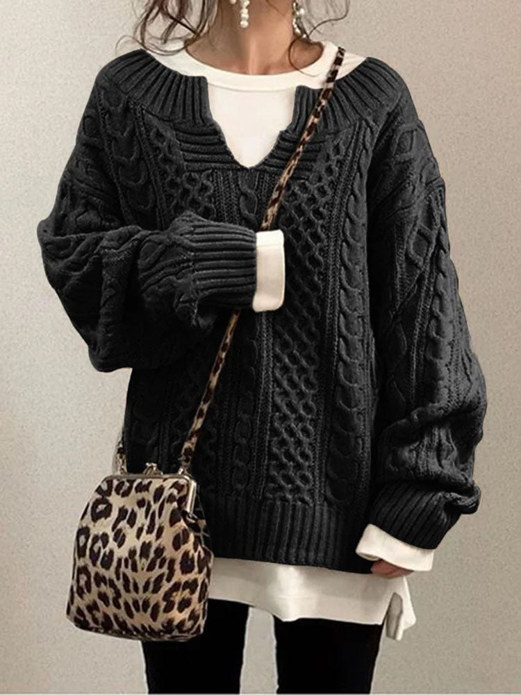 Nicole | Damen Übergroßer Winter-Strickpullover