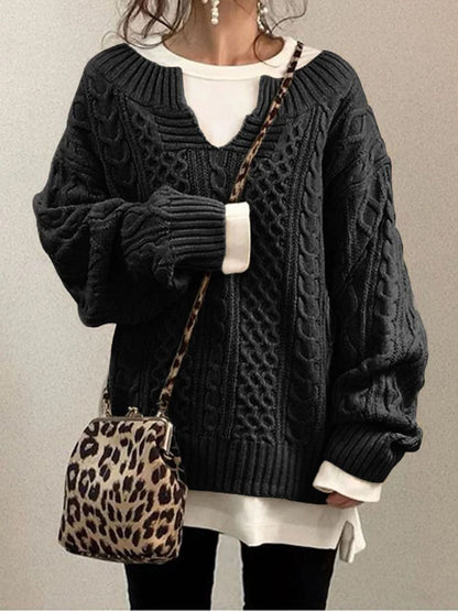 Nicole | Damen Übergroßer Winter-Strickpullover