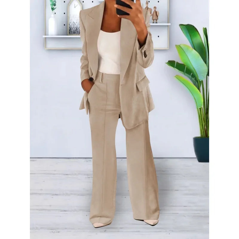 Hanna | Schickes Formelles Anzugset mit Tailliertem Langen Blazer für Damen