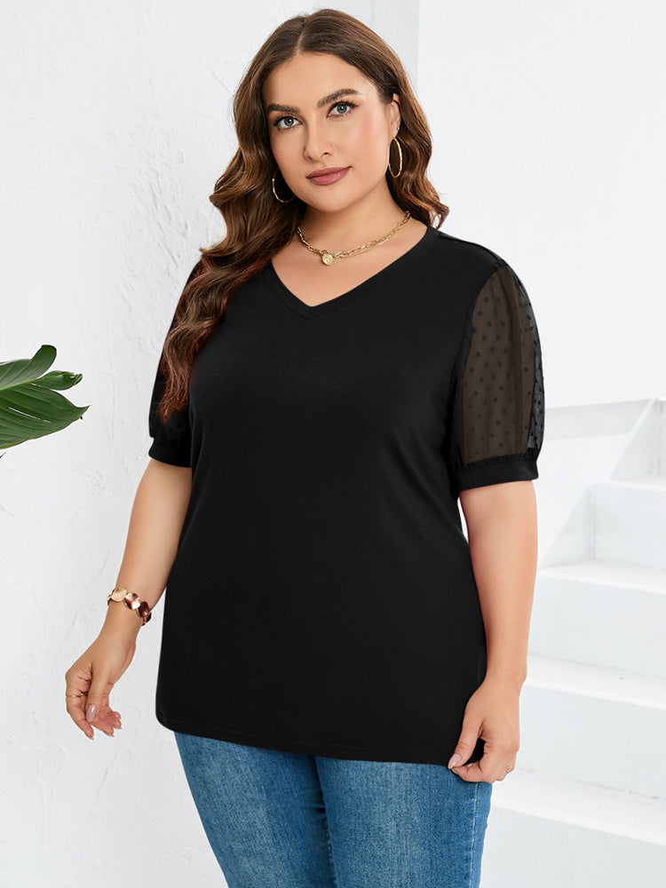 Lilian | Damen Frühlings V-Ausschnitt Top mit Bauchbedeckenden Ärmeln