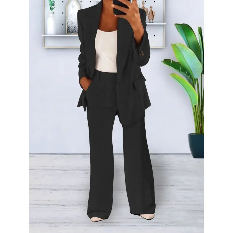 Hanna | Schickes Formelles Anzugset mit Tailliertem Langen Blazer für Damen