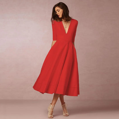Sabina | Damen Fließendes Midi-Kleid