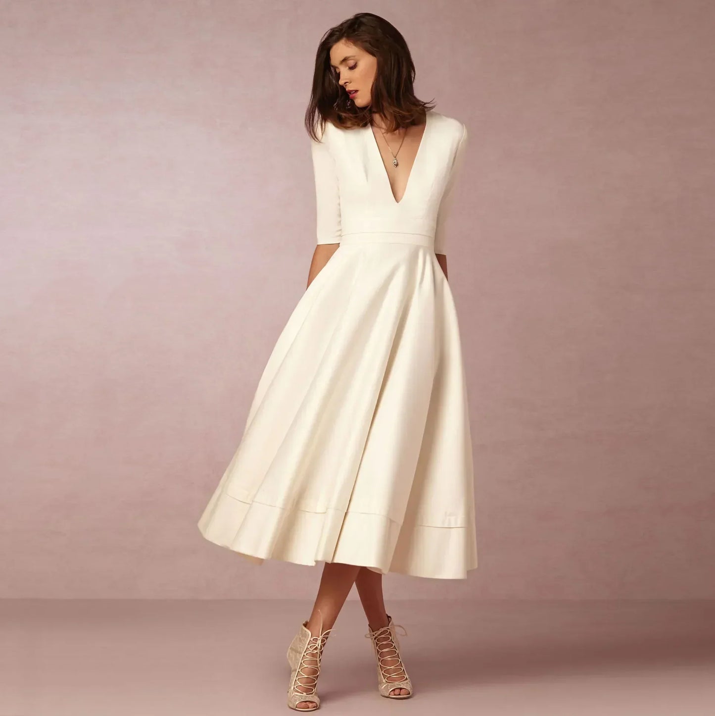 Sabina | Damen Fließendes Midi-Kleid
