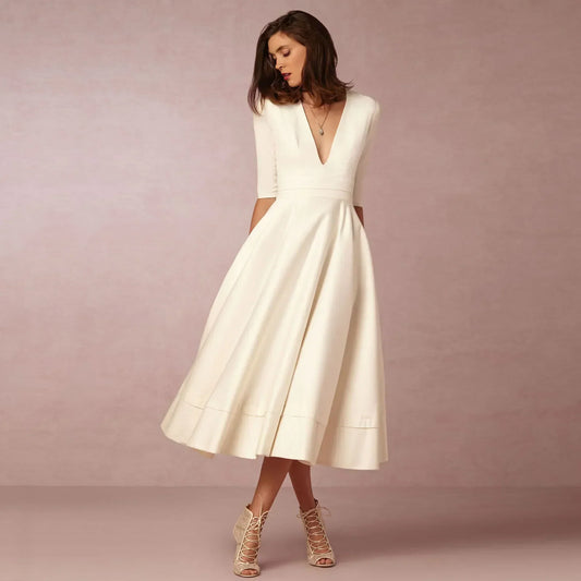 Sabina | Damen Fließendes Midi-Kleid