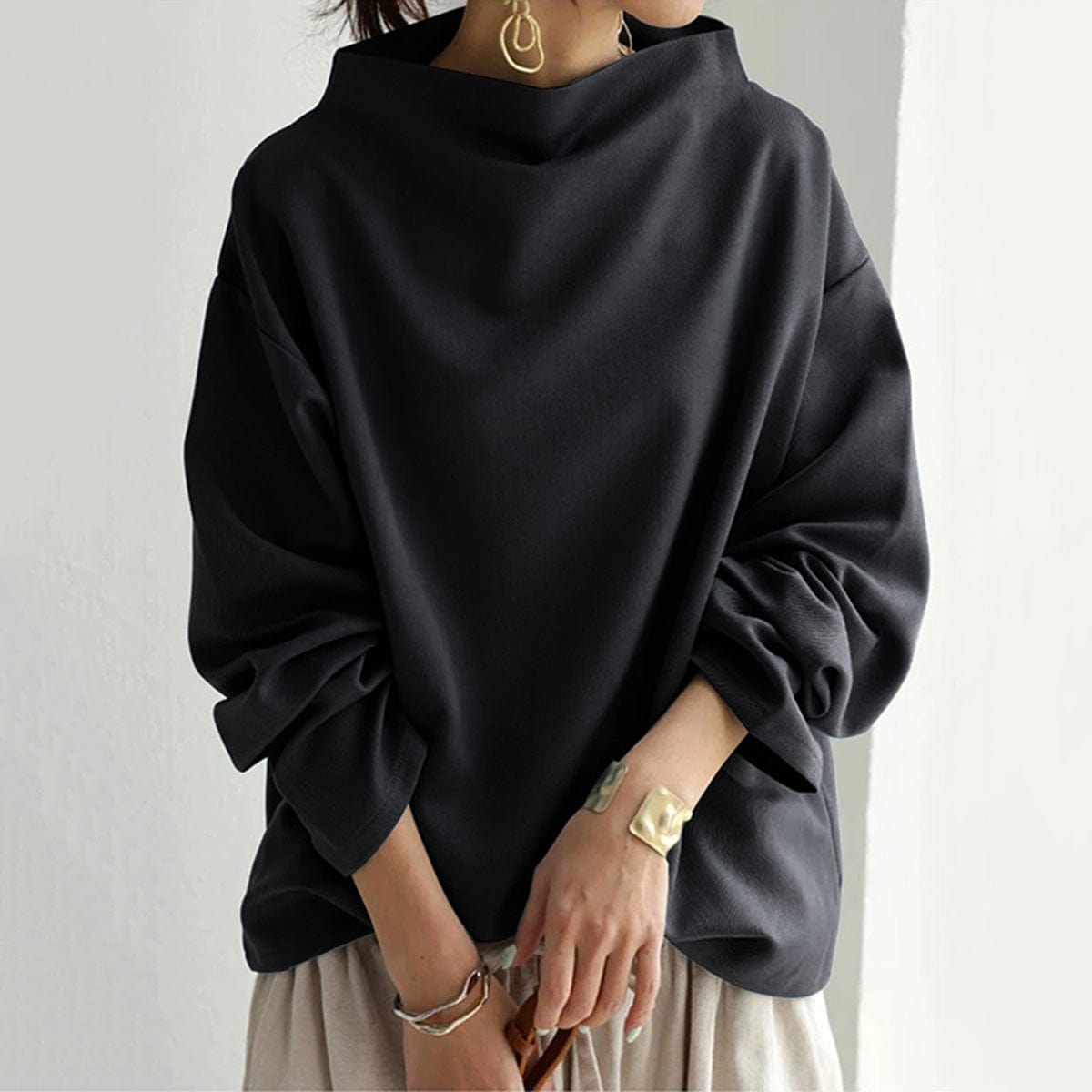 Birgit | Damen High-Neck Langarmshirt