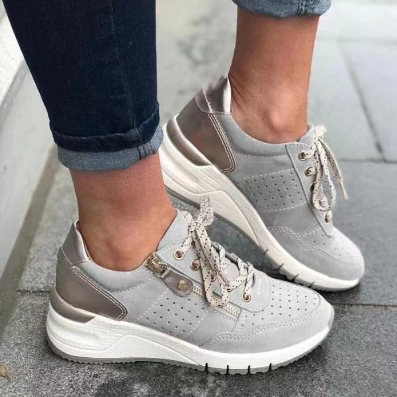 Gudrun | Damen Lässige Perforierte Schnürsneaker