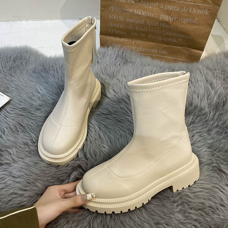 Elsa | Damen Modische Knöchelstiefel mit Breitem Absatz