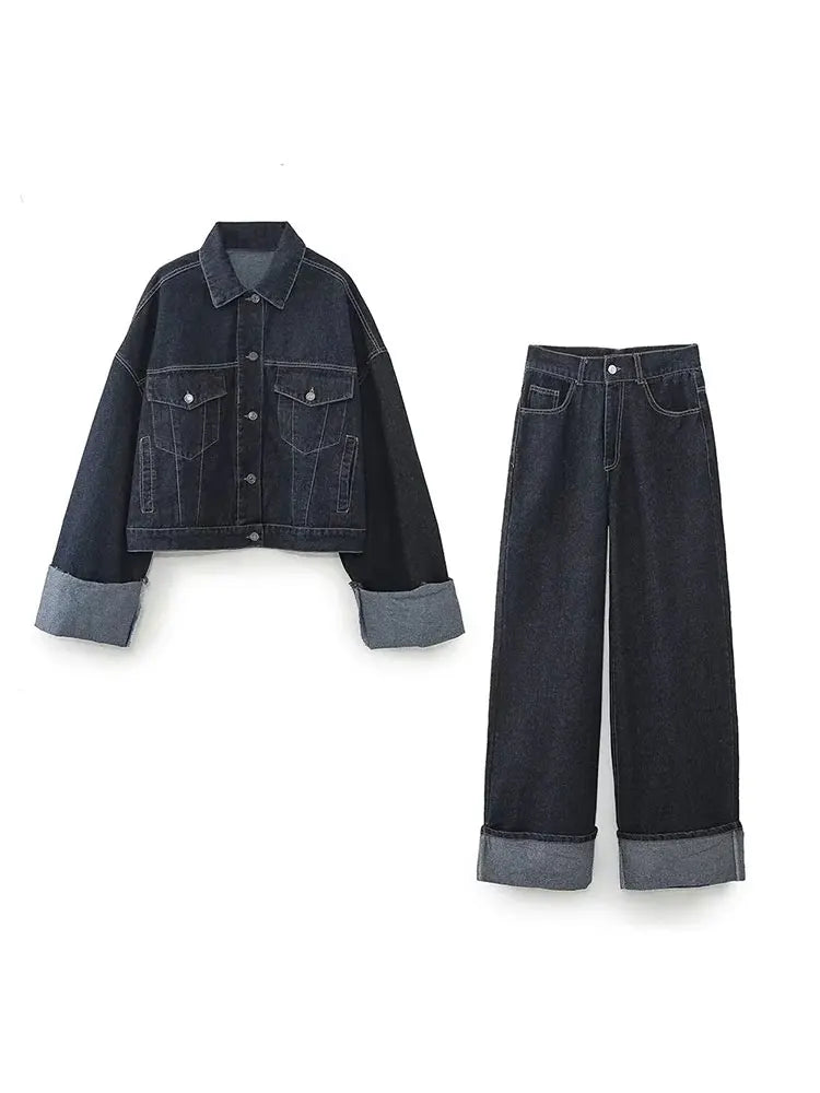 Anja | Damen Frühlings-Set mit Cropped-Jacke und Hose