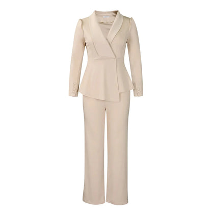 Jana | Schickes Formelles Anzugset mit Tailliertem Langen Blazer für Damen
