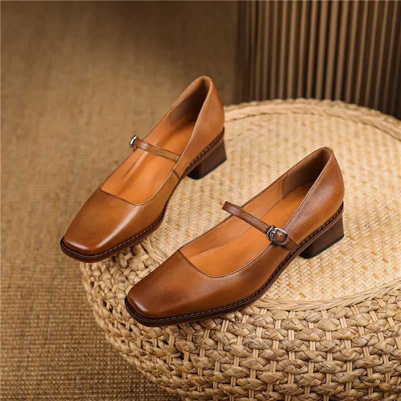 Maria | Damen Frühlings-Sandalen mit Riemen und Blockabsatz
