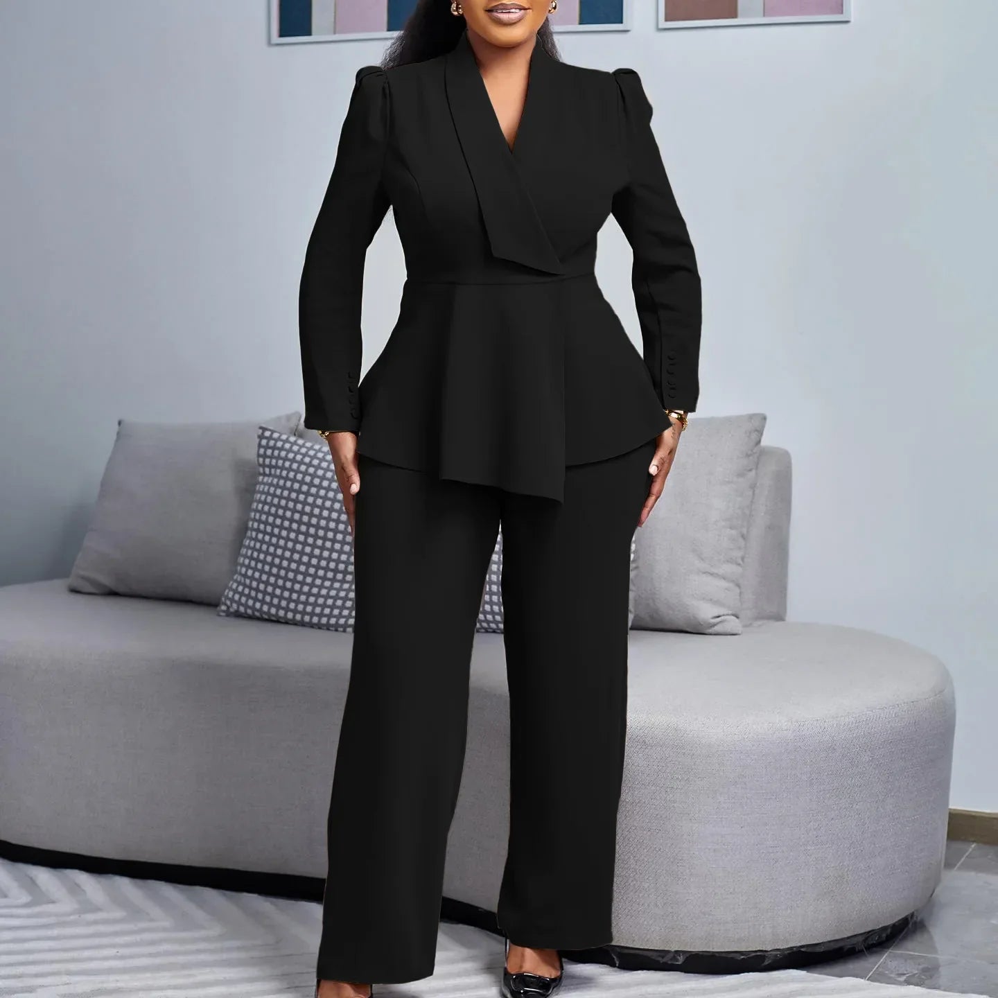 Jana | Schickes Formelles Anzugset mit Tailliertem Langen Blazer für Damen