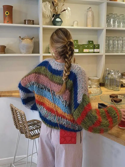 Jessica| Damen Herbst Strickpullover in Mehrfarbig
