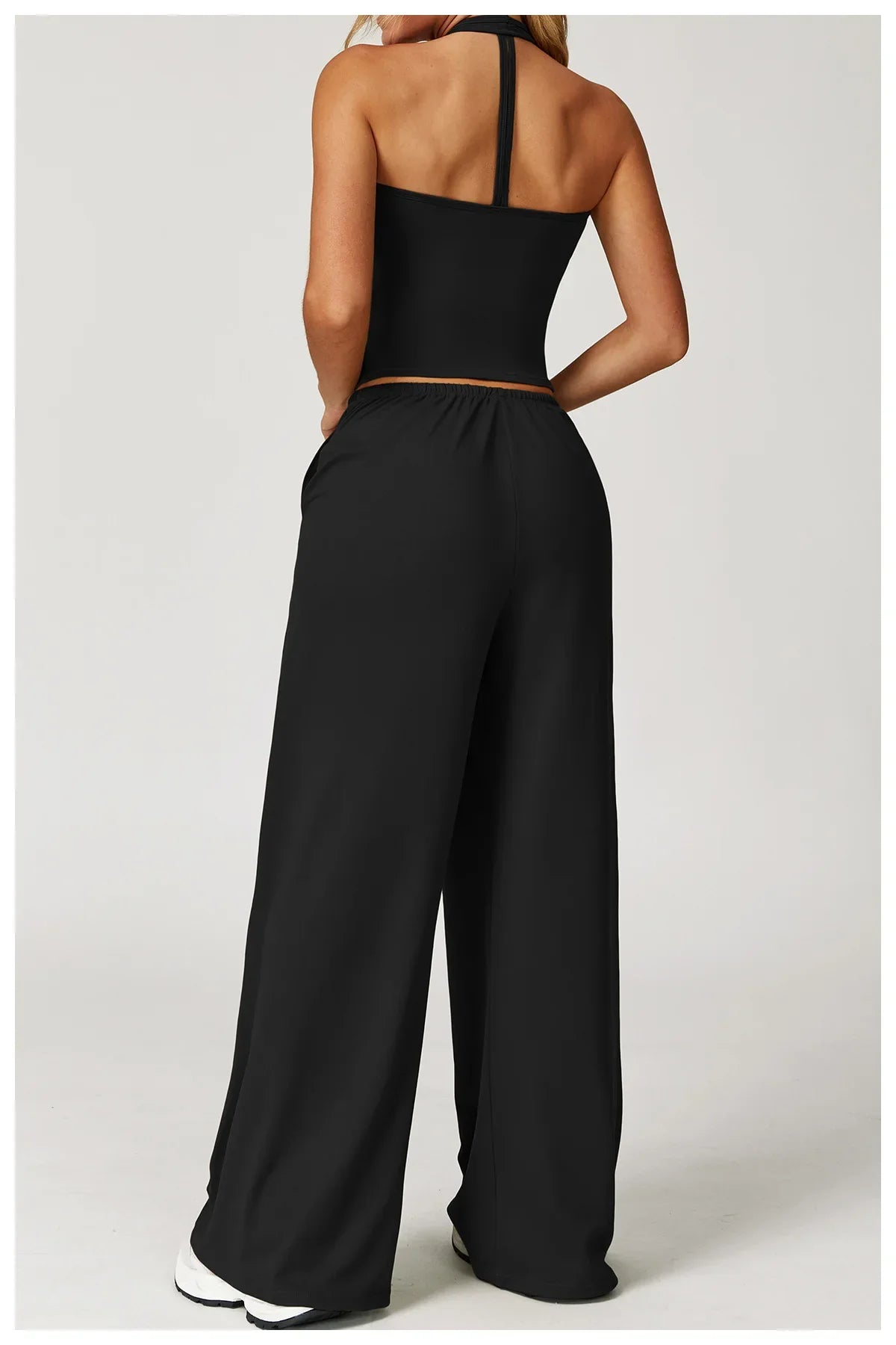 Laura | Damen Freizeit Neckholder Crop-Top Hosen Set