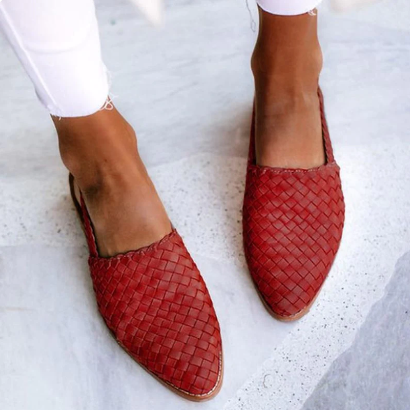 Tamara | Damen Frühlings Geflochtene Slingback-Ballerinas