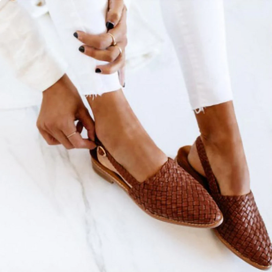 Tamara | Damen Frühlings Geflochtene Slingback-Ballerinas