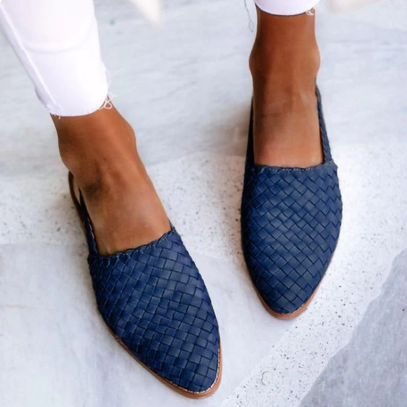 Tamara | Damen Frühlings Geflochtene Slingback-Ballerinas