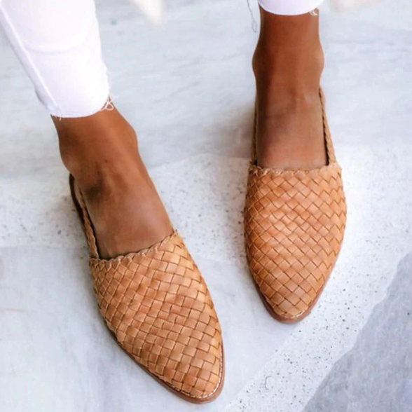 Tamara | Damen Frühlings Geflochtene Slingback-Ballerinas
