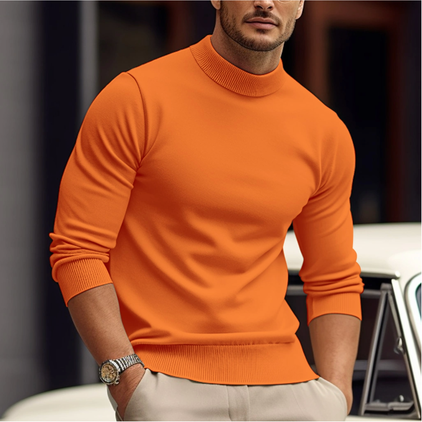 Zacharias | Herren Slim-Fit Pullover mit Stehkragen