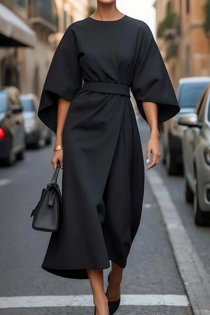 Johanna | Damen Herbst Midi-Kleid mit Laternenärmeln