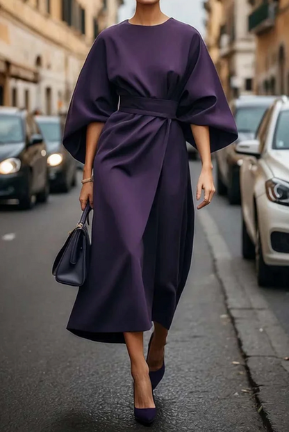 Johanna | Damen Herbst Midi-Kleid mit Laternenärmeln