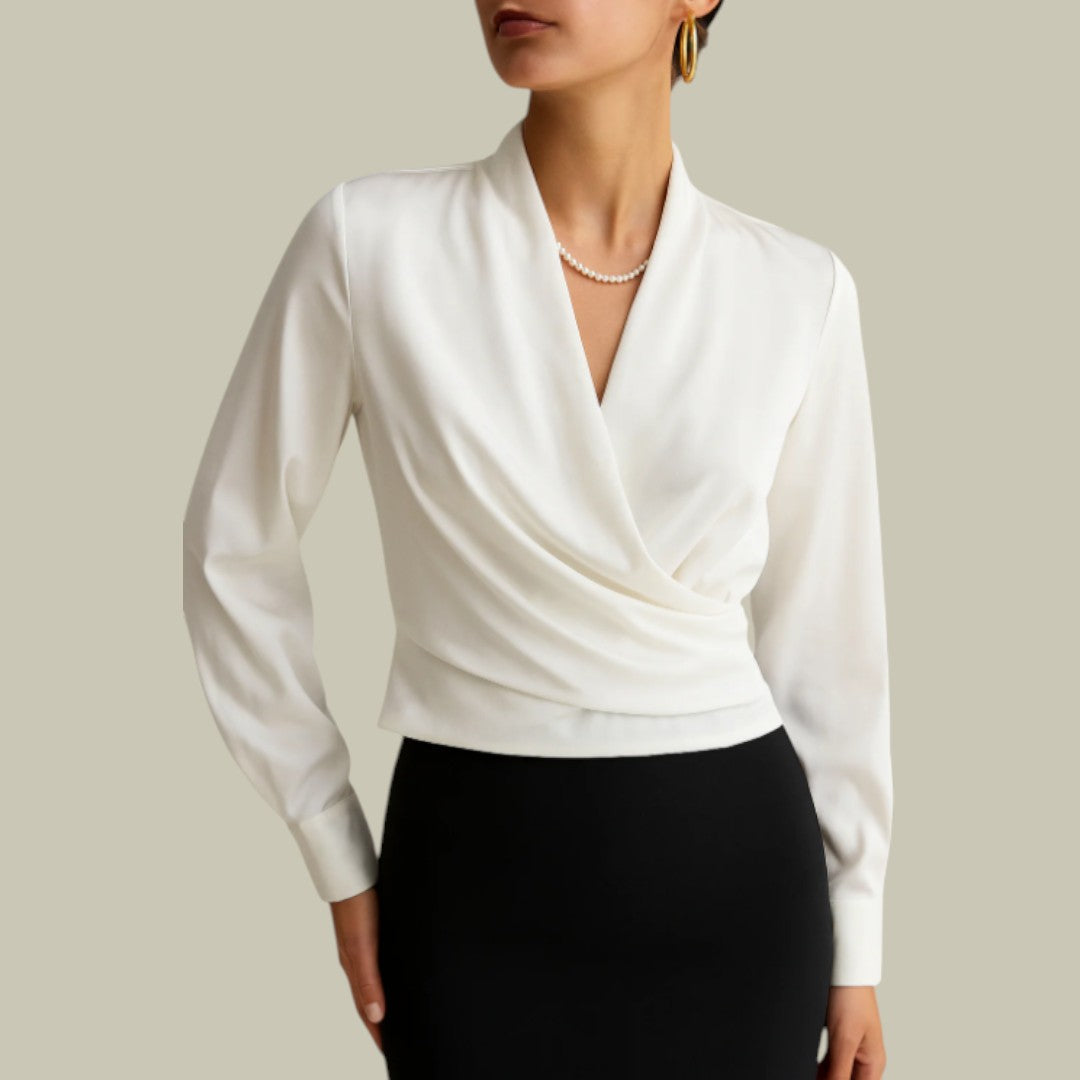 Ursula | Elegantes Wickeloberteil mit V-Ausschnitt und Langen Ärmeln
