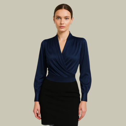 Ursula | Elegantes Wickeloberteil mit V-Ausschnitt und Langen Ärmeln