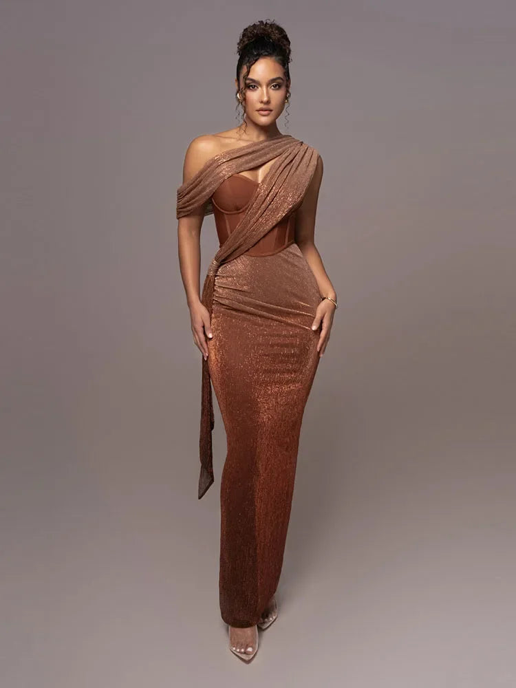 Pauline | Damen Ein-Schulter Abendkleid