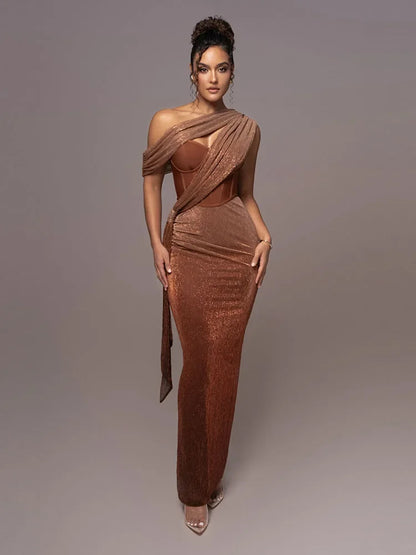 Pauline | Damen Ein-Schulter Abendkleid
