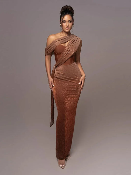 Pauline | Damen Ein-Schulter Abendkleid