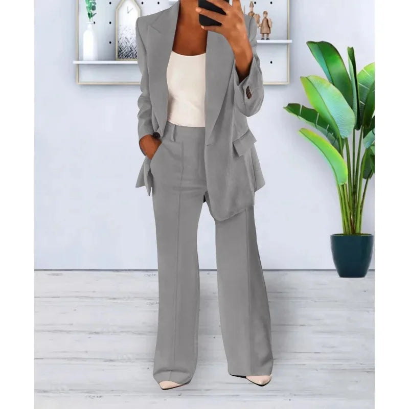 Hanna | Schickes Formelles Anzugset mit Tailliertem Langen Blazer für Damen