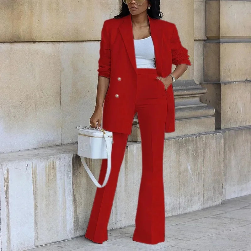 Jasmin | Schickes Formelles Anzugset mit Tailliertem Langen Blazer für Damen