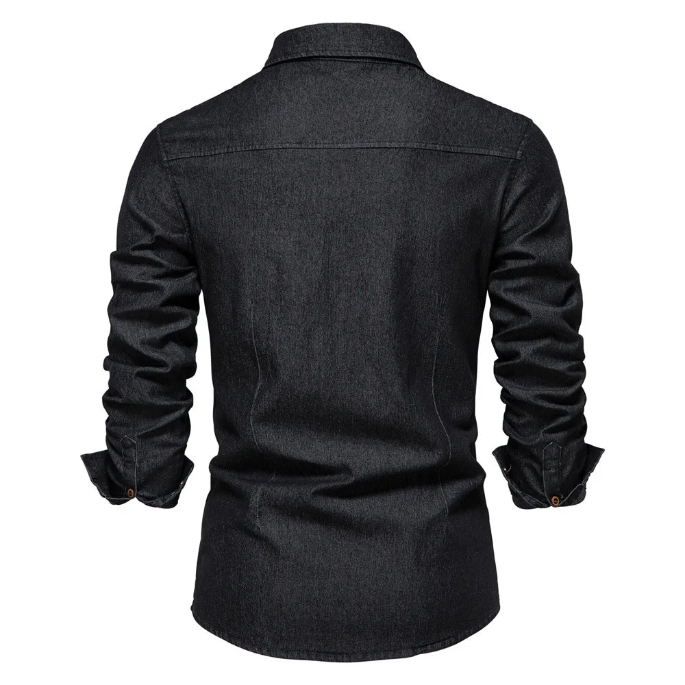 Hans | Herren Lässiges Denim-Button-Up-Hemd