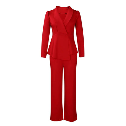 Jana | Schickes Formelles Anzugset mit Tailliertem Langen Blazer für Damen