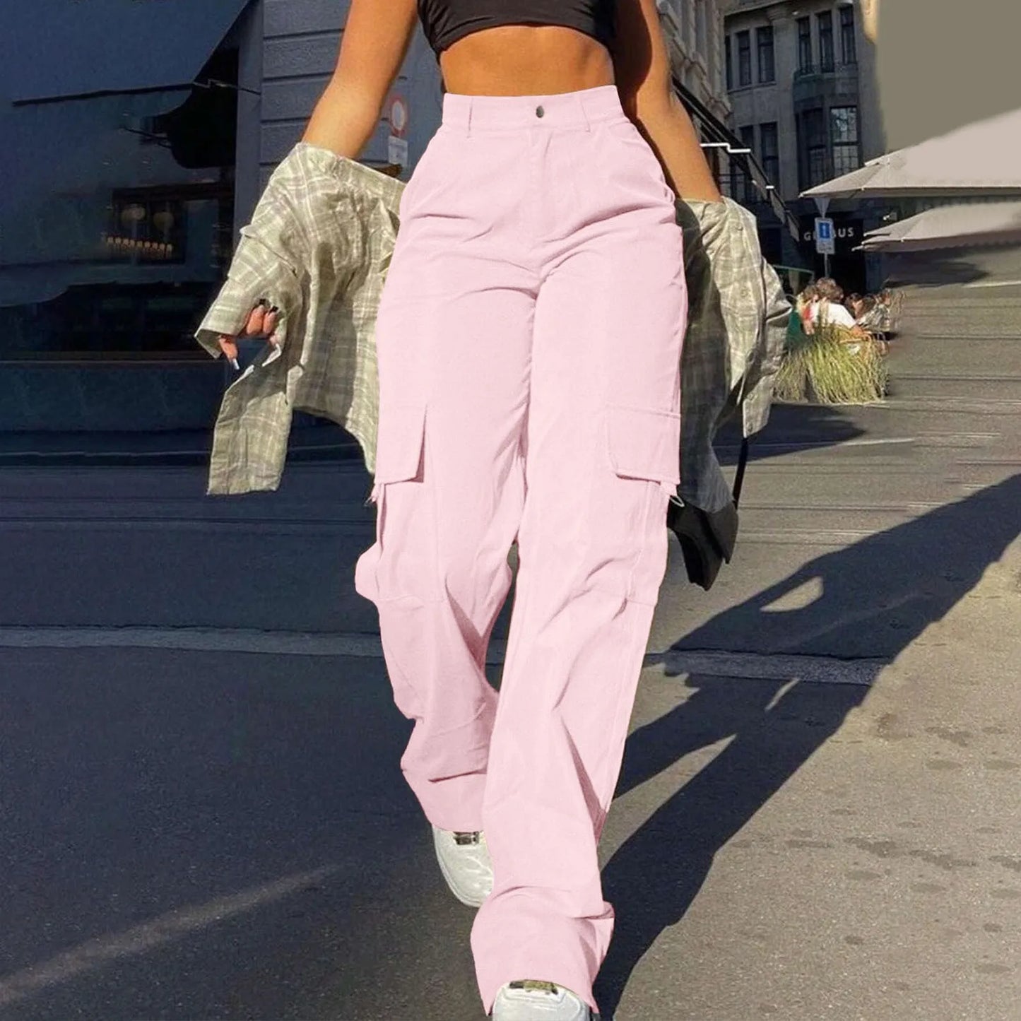 Anja | Damen Streetwear Cargohose mit Weitem Bein