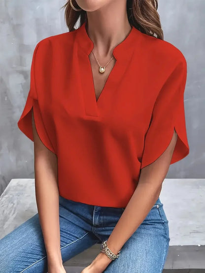 Susanne | Damen Schicke Sommerbluse mit V-Ausschnitt