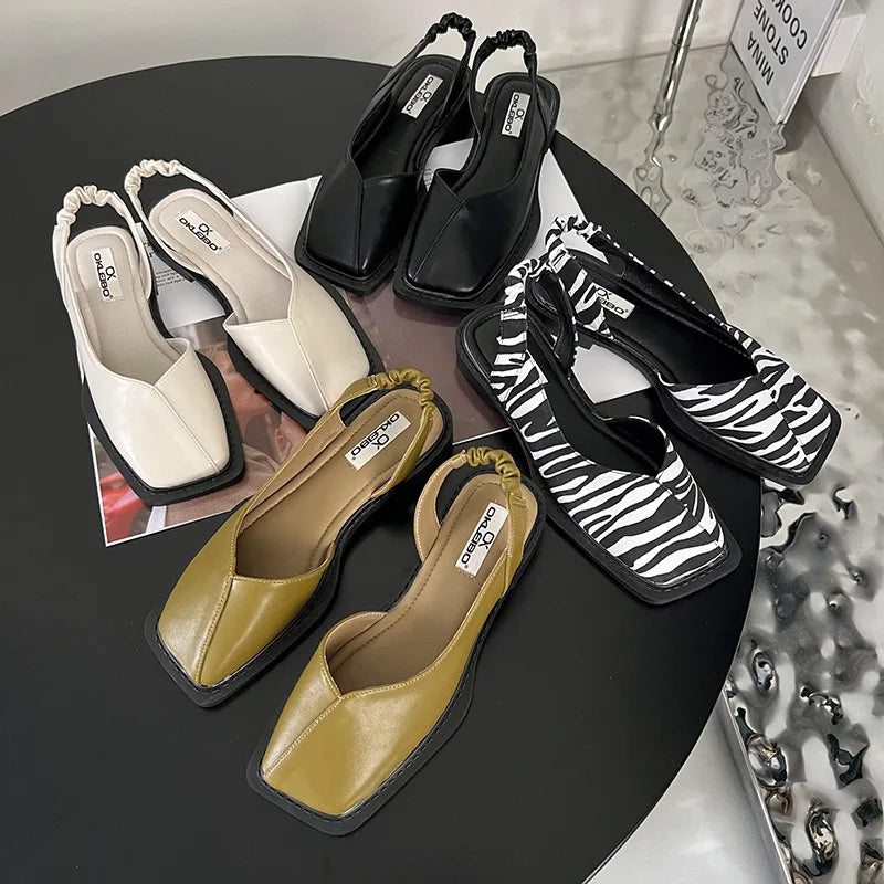 Annika | Damen Eckige Zehen Slingback Heels